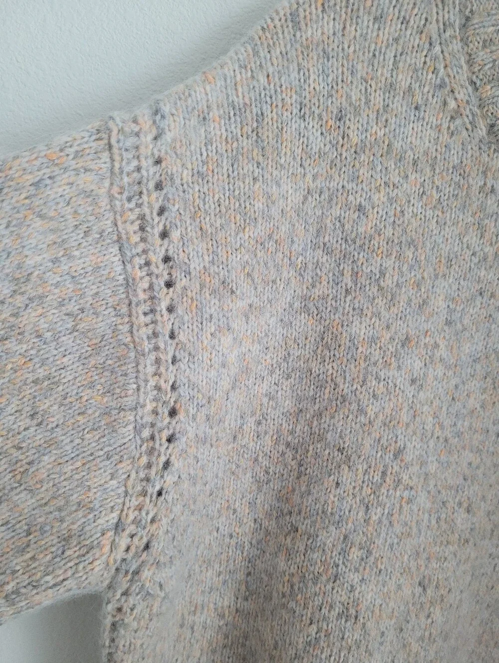 J.CREW Marled Chunky Knit Alpaca Wool Blend Crewneck Sweater Cozy Speckled Gray